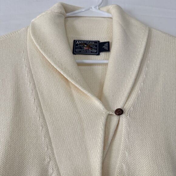 Ralph Lauren Ivory Knit Sweater American Living Shawl Collar Knit Size L Button - Picture 5 of 14